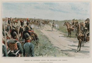 Ankomst av Napoleon blant bayerne og sakserne av Felicien baron de Myrbach Rheinfeld