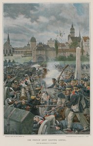 Den franske hæren forlater Leipsic av Felicien baron de Myrbach Rheinfeld