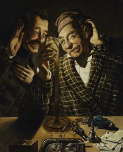 Candlelight Players - Gamblere ved levende lys av Peczarski, Feliks (1804-1862). Olje på lerret, størrelse: 75,5x62 av Feliks Peczarski