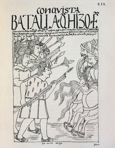 Slaget ved Cuzco: Inca Manco Capacs beleiring av byen okkupert av conquistadorene, ca. 1536 (gravering) av Felipe Huaman Poma de Ayala