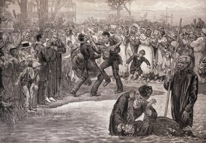 Negro Baptism i USA, fra 'The Illustrated London News', 21. mai 1887 (gravering) av Felix (after) Regamey