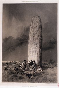 Bønder rundt menhiren til Kergadiou (Finistere) - i "" La Bretagne contemporaine"", ill. av Felix Benoist, red. Charpentier, Paris av Felix Benoist