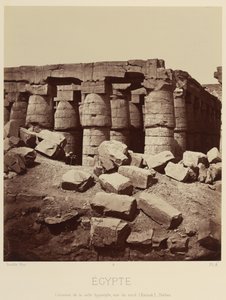 Søyler i hypostylhallen, sett fra nord. [Karnak, Theben] av Félix Bonfils