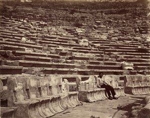 Interiør, Dionysius-teateret, Athen av Félix Bonfils