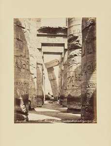 Karnak. Skjevende søyle i hypostylehallen, Egypt av Félix Bonfils