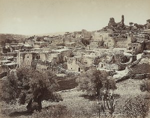 Panoramautsikt over Betania, det eldgamle navnet på en liten landsby på østsiden av Oljeberget, på veien som går fra Jerusalem til Jeriko