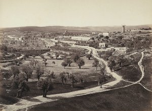 Dallandskap med vindmølle og olivenlunder av Félix Bonfils