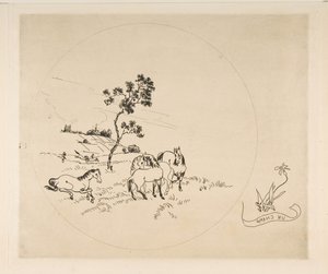 Dekorasjon for en tallerken: A Field, 1870. av Felix Bracquemond