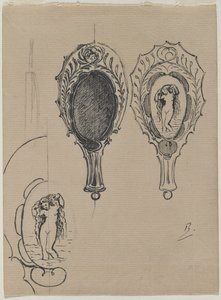Design for et håndspeil, ca. 1900-1902. av Felix Bracquemond