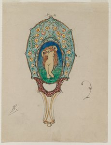 Design for et håndspeil, ca. 1900-1902. av Felix Bracquemond