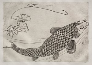 Middagsservering (Rousseau-servering): Stor fisk i japansk stil (nr. 19) av Felix Bracquemond