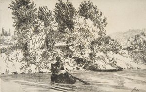 Fisker med garn, 1868. av Felix Bracquemond