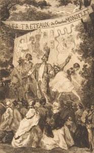 Frontispice for Les Treteaux de Monselet, 1859. av Felix Bracquemond