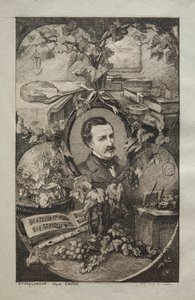 Frontispice for New Works of Champfleury, The Friends of Nature: Portrait of Champfleury, 1859. av Felix Bracquemond