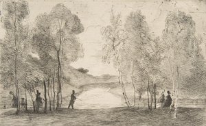 Bois de Boulogne-sjøen, rundt 1858. av Felix Bracquemond