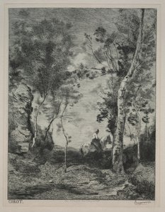Landskap, eller Den hvite hesten, etter Corot av Felix Bracquemond