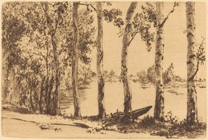 Popler langs Seinen av Felix Bracquemond