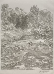 Baderen, ca. 1860-70. av Felix Bracquemond