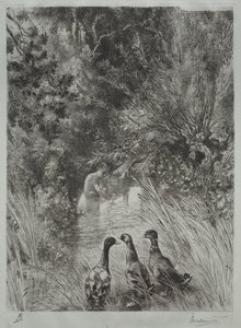 The Surprised Ducks av Felix Bracquemond