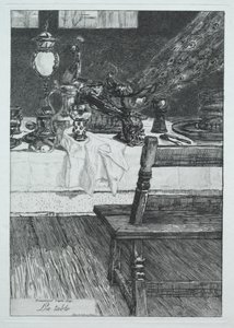 The Table, etter H. Leys, 1868. av Felix Bracquemond