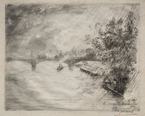 Utsikt over broen i Saint-Pères, 1877. av Felix Bracquemond