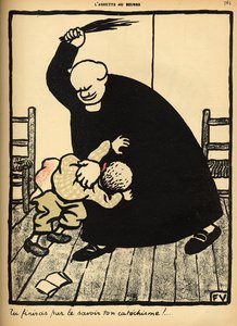 En prest slår en gutt, fra 