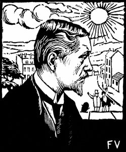 Selvportrett. Tresnitt av Felix Edouard Vallotton (1865-1925), ca. 1890. Privat samling. av Felix Edouard Vallotton