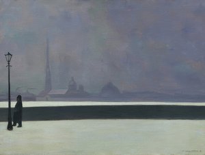 Newa, lyståken (La Néva, brume légère). 1913 av Felix Edouard Vallotton