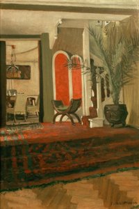 Interiør, stue med trapp og spisestue i fo av Felix Edouard Vallotton