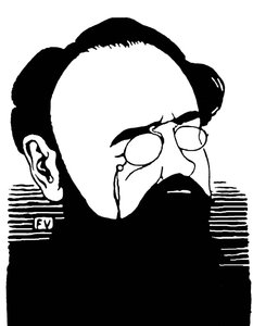 Portrett av Emile Zola (1840-1902), fransk forfatter. Gravering av Felix Edouard Vallotton (1865-1925) av Felix Edouard Vallotton