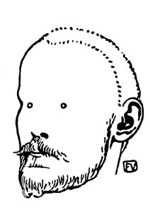 Portrett av Jules Renard (1864-1910). Gravering av Felix Edouard Vallotton (1865-1925) av Felix Edouard Vallotton