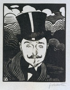 Portrett av Romain Coolus (1865-1952) (tresnitt) av Felix Edouard Vallotton