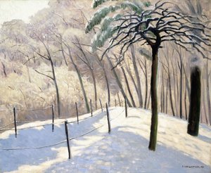 Snølandskap i Bois de Boulogne; Snølandskap i Bois de Boulogne, 1905 av Felix Edouard Vallotton