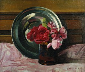 Stilleben med roser; Nature Morte aux Roses, 1920 av Felix Edouard Vallotton