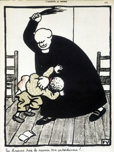 Du vil finne ut din katekisme. - "The Christian School" av Félix Vallotton, i "L
