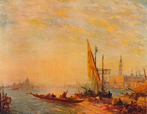 Inngang til Canal Grande, Venezia, c1875 av Félix Ziem