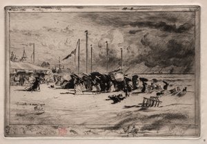 En storm ved Trouville, 1874. av Felix Hilaire Buhot