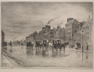 En vintermorgen på Quai de lHôtel-Dieu, 1876. av Felix Hilaire Buhot