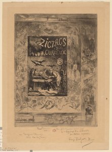 Frontispice for "Zigzags of a Curious, av Octave Uzanne" av Felix Hilaire Buhot