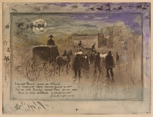 Begravelsesprosesjon på Boulevard de Clichy, 1887. av Felix Hilaire Buhot