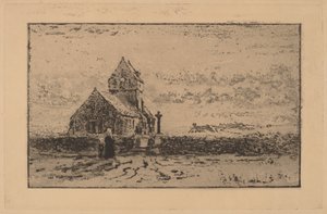 Jobourg-kirken, 1887. av Felix Hilaire Buhot