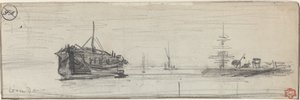 Frakt i Londons havn [recto] av Felix Hilaire Buhot