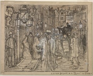 Gatescene i London, 1879. av Felix Hilaire Buhot