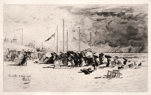 Squall ved Trouville, 1874. av Felix Hilaire Buhot
