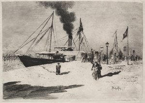 Kaien i Trouville av Felix Hilaire Buhot