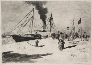 The Wharf at Trouville, 1877. av Felix Hilaire Buhot