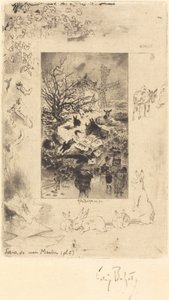 Tittelside for brev fra min mølle, ca. 1885. av Felix Hilaire Buhot