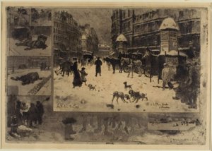 Vinter i Paris av Felix Hilaire Buhot
