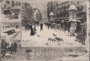 Vinter i Paris, eller snø i Paris, 1879. av Felix Hilaire Buhot