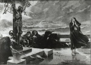 The Sign (gravering) (s/hvitt bilde) av Felix Hippolyte Lanoue